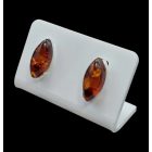 Borostyán ezüst fülbevaló