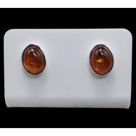 Borostyán ezüst fülbevaló