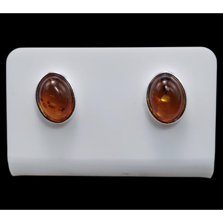 Borostyán ezüst fülbevaló