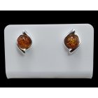 Borostyán ezüst fülbevaló