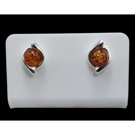 Borostyán ezüst fülbevaló