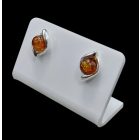 Borostyán ezüst fülbevaló