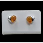 Borostyán ezüst fülbevaló