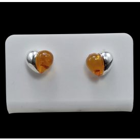 Borostyán ezüst fülbevaló