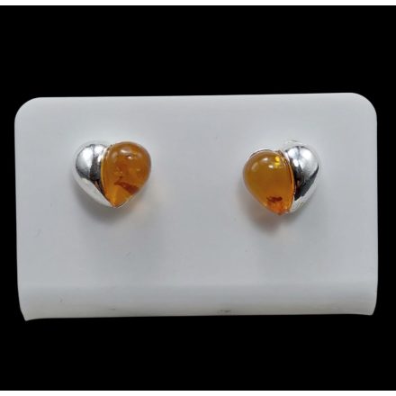 Borostyán ezüst fülbevaló