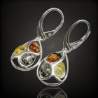 Borostyán ezüst fülbevaló