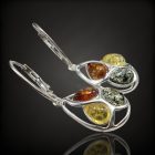 Borostyán ezüst fülbevaló