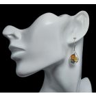 Borostyán ezüst fülbevaló