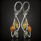 Borostyán ezüst fülbevaló