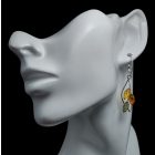 Borostyán ezüst fülbevaló