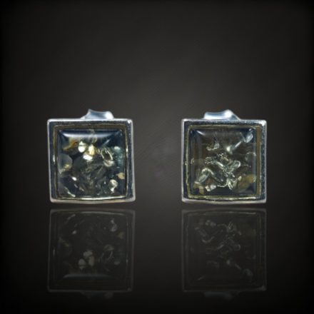 Borostyán ezüst fülbevaló