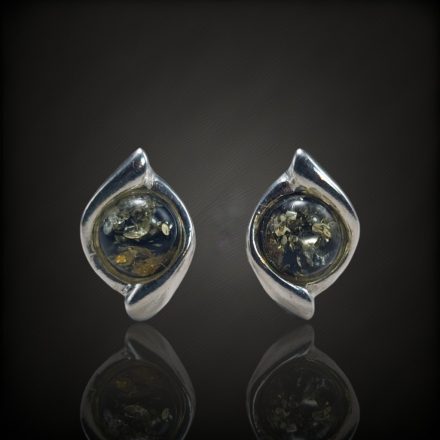 Borostyán ezüst fülbevaló