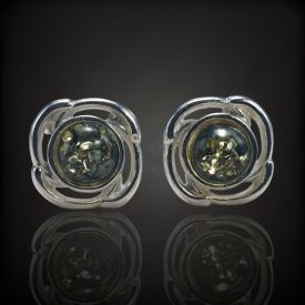 Borostyán ezüst fülbevaló