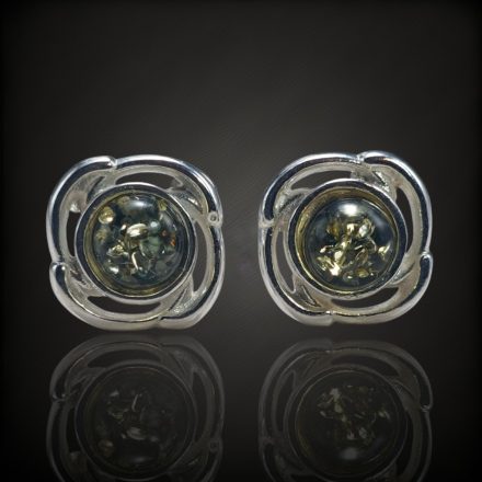 Borostyán ezüst fülbevaló