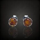 Borostyán ezüst fülbevaló