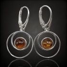 Borostyán ezüst fülbevaló