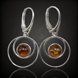 Borostyán ezüst fülbevaló