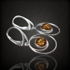 Borostyán ezüst fülbevaló