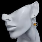 Borostyán ezüst fülbevaló