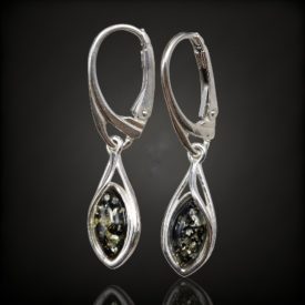 Borostyán ezüst fülbevaló