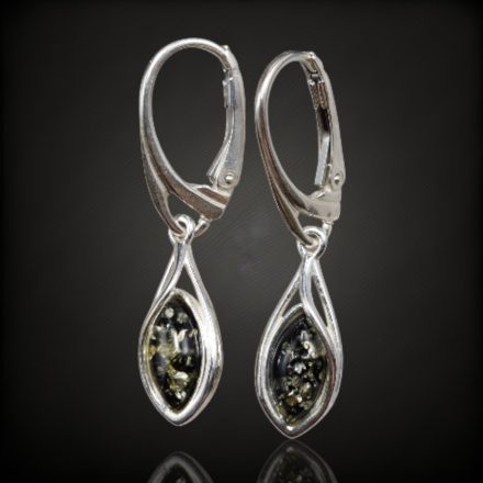 Borostyán ezüst fülbevaló