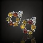 Borostyán ezüst fülbevaló