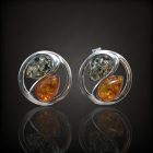 Borostyán ezüst fülbevaló