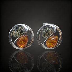 Borostyán ezüst fülbevaló