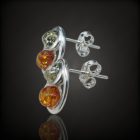 Borostyán ezüst fülbevaló