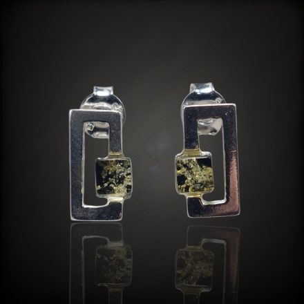 Borostyán ezüst fülbevaló