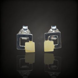 Borostyán ezüst fülbevaló