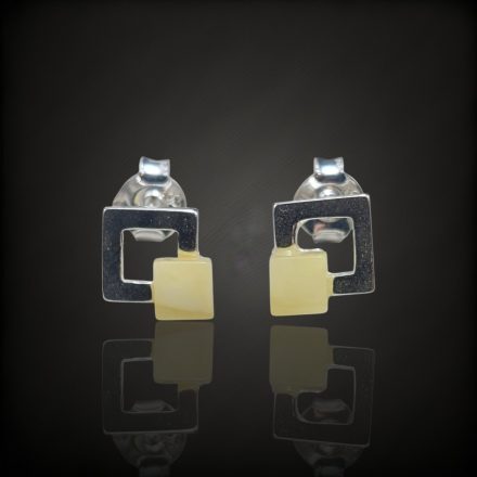 Borostyán ezüst fülbevaló