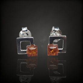 Borostyán ezüst fülbevaló