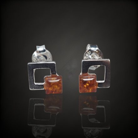 Borostyán ezüst fülbevaló