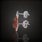 Borostyán ezüst fülbevaló