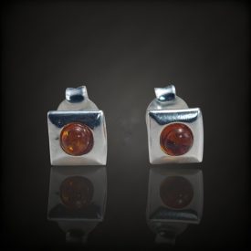 Borostyán ezüst fülbevaló