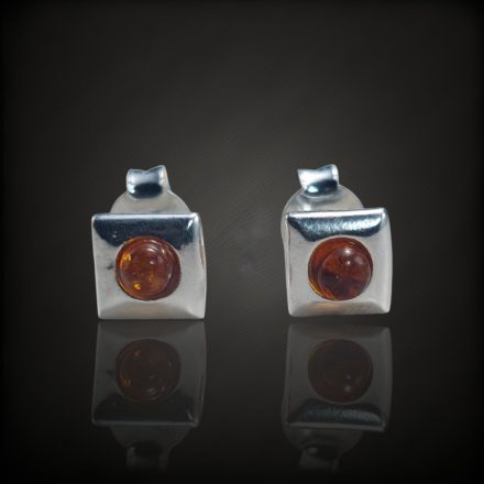 Borostyán ezüst fülbevaló