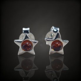 Borostyán ezüst fülbevaló