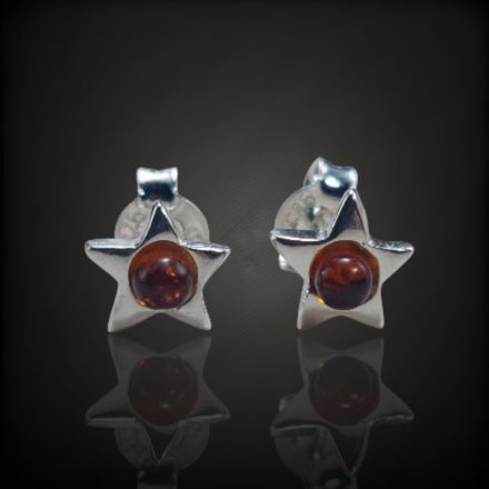 Borostyán ezüst fülbevaló