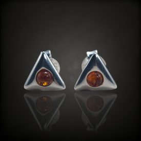 Borostyán ezüst fülbevaló