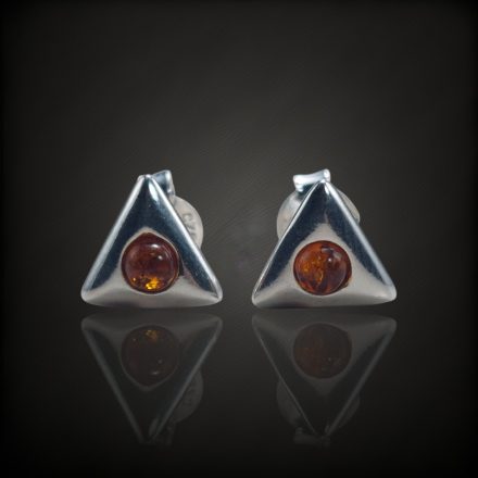 Borostyán ezüst fülbevaló