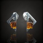 Borostyán ezüst fülbevaló