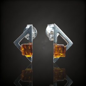 Borostyán ezüst fülbevaló