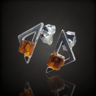 Borostyán ezüst fülbevaló