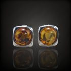 Borostyán ezüst fülbevaló