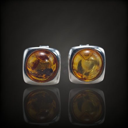 Borostyán ezüst fülbevaló