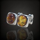 Borostyán ezüst fülbevaló