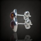 Borostyán ezüst fülbevaló