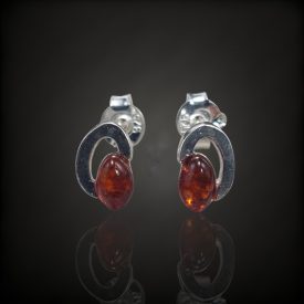 Borostyán ezüst fülbevaló