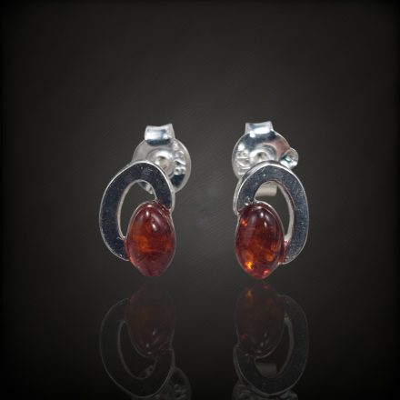 Borostyán ezüst fülbevaló